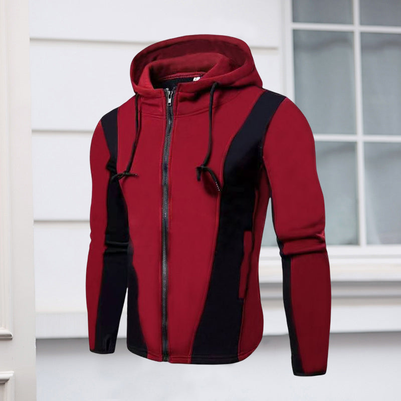 Mens Fleece Jackets Contrast Hoodies