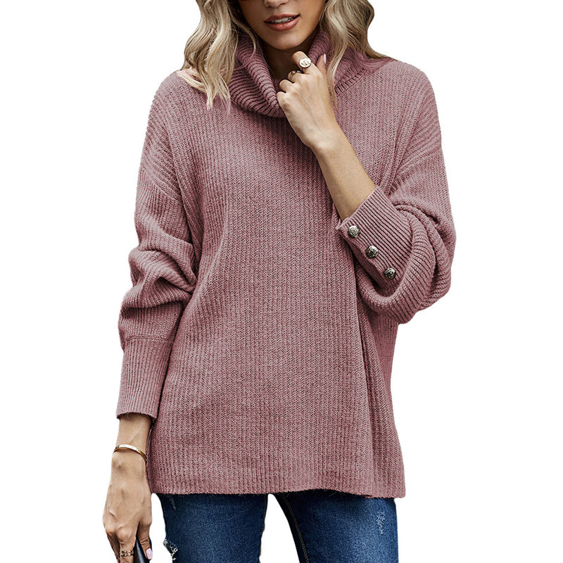 Solid Color Stand Collar Sweater
