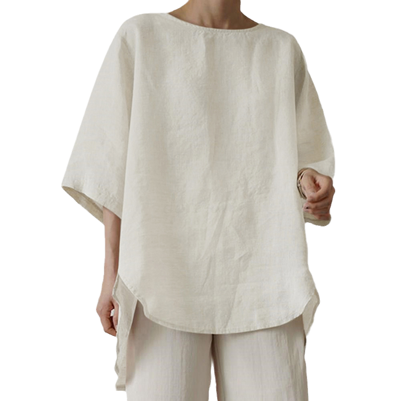 Women's Cotton Linen Solid Color Casual Top