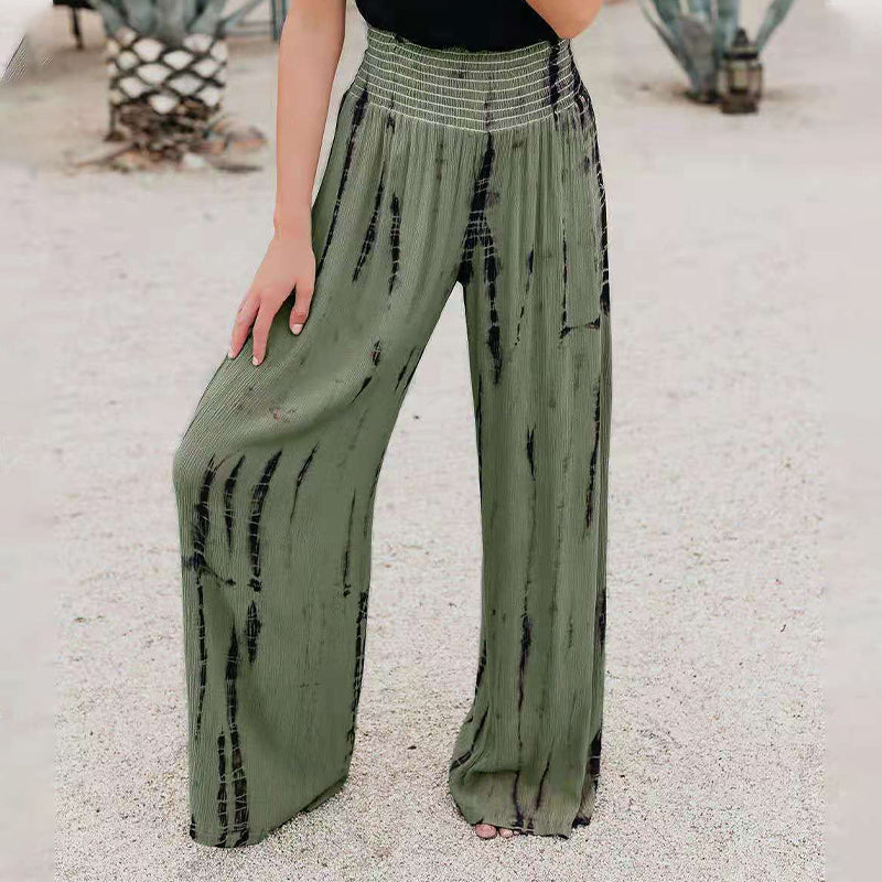 Elasticated High Waist Pocket Wide Leg Pants