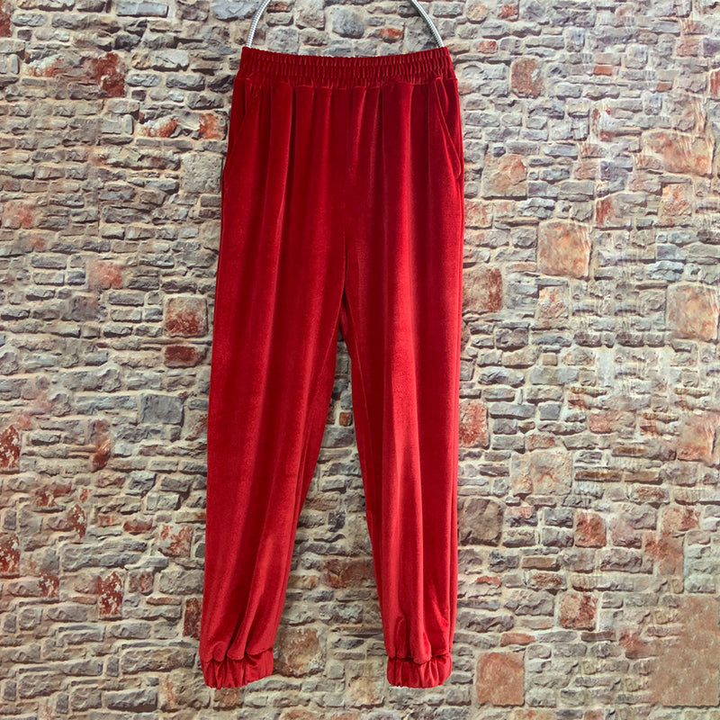 Gold Velvet Straight-leg Pants