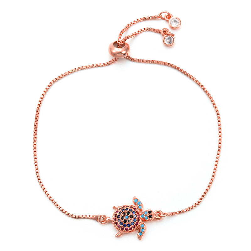 Zircon inlaid cute little turtle bracelet
