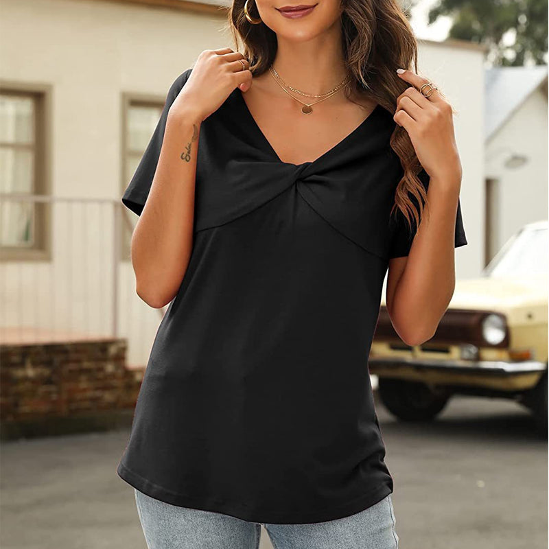 V Neck Cross Neck T-Shirt