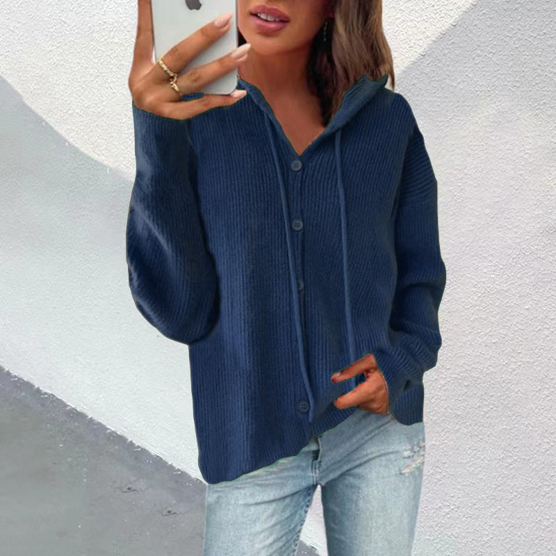 Knit Hooded Sweater Jacket