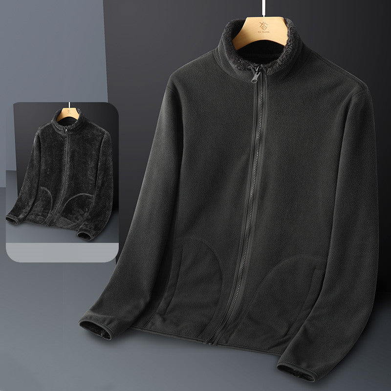 Fleece Stand Collar Reversible Sweatshirt