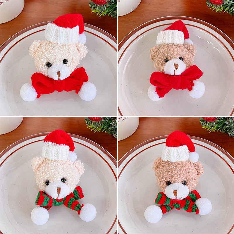 Plush Bear Christmas Brooch