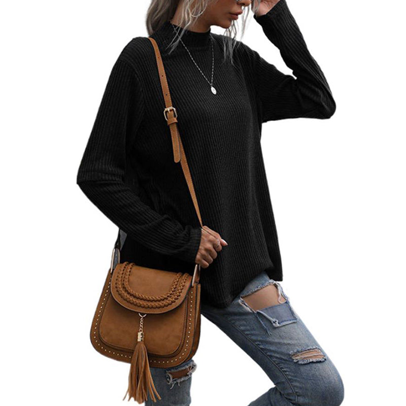 Women's autumn irregular stitching knitted sweater