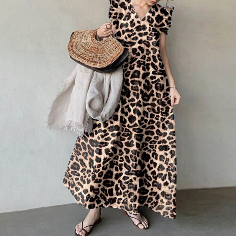 Leopard Print Commuter Long Dress