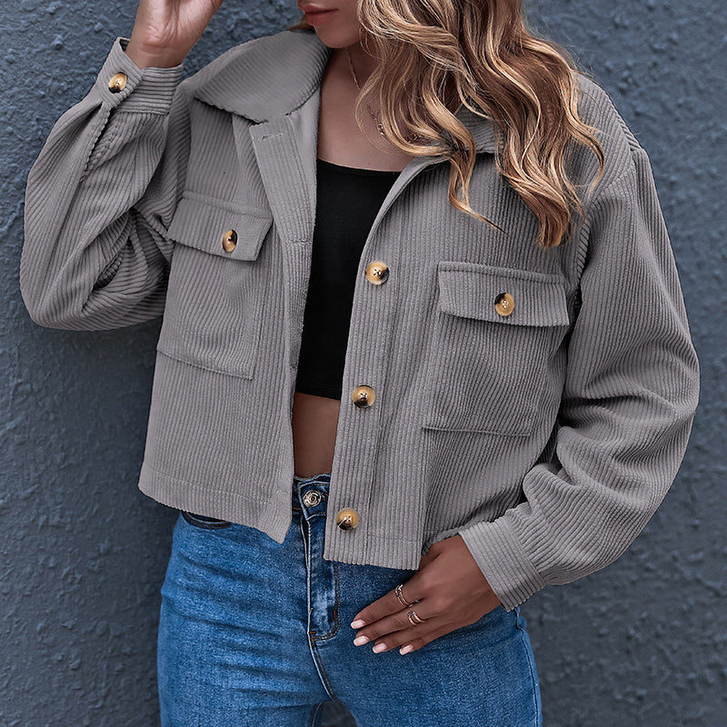 Women's Casual Cropped Corduroy Jackets