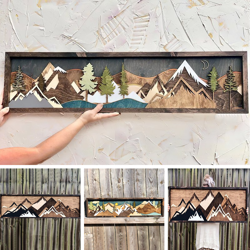 Handmade Wooden Forest & Mountain Wall Decor