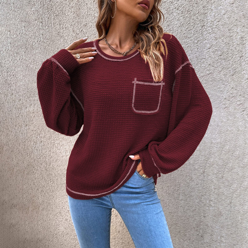 Women's Waffle Knit Tunic Tops Long Sleeve Shirt
