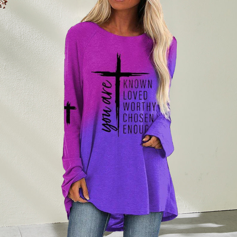 Cross Letter Print T-shirt