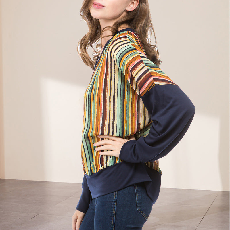 Blue Multicolor Striped T-Shirt