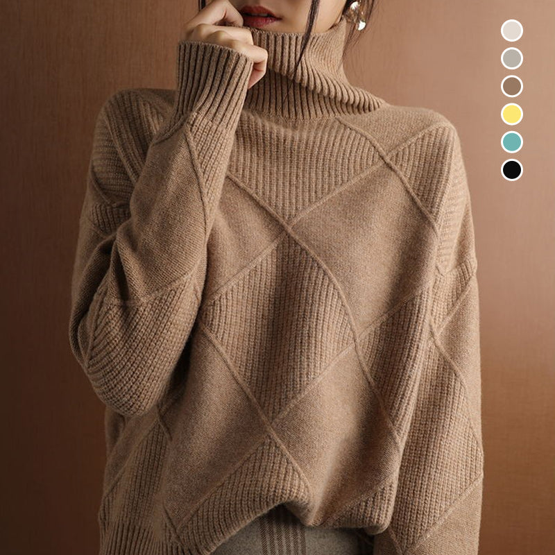 Turtleneck Cashmere Loose Cardigan