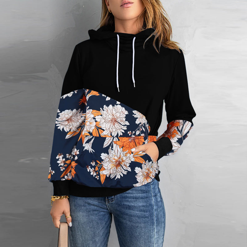 High Neck Fashion Hooded Long Sleeve Sweatshirt
