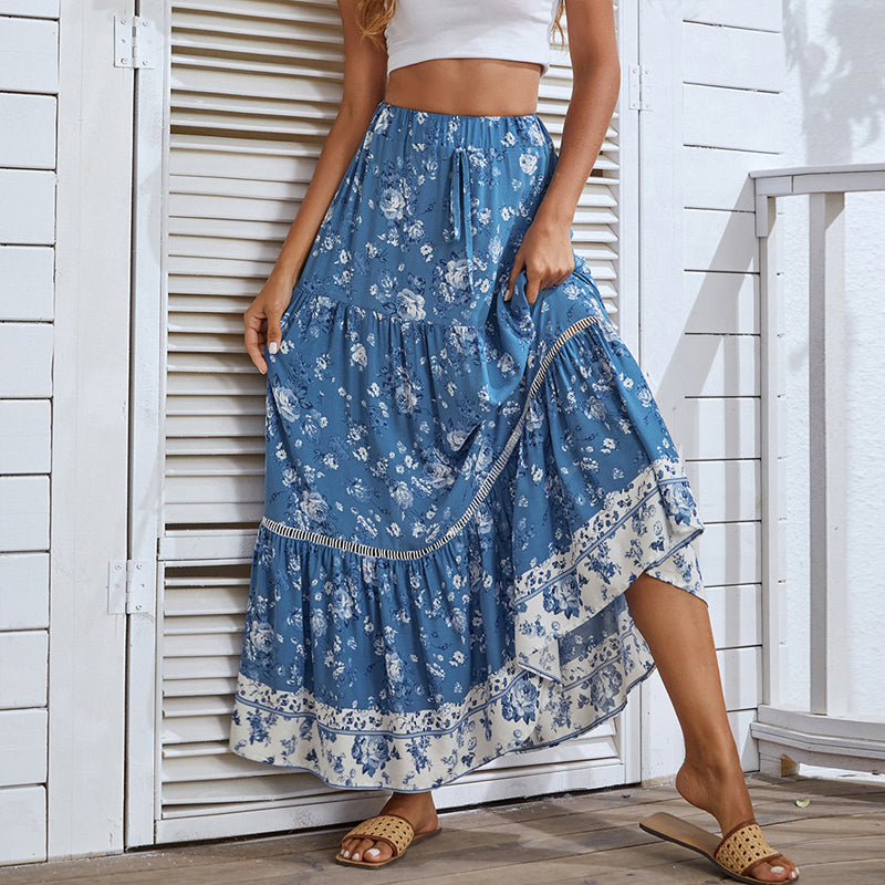 Women's Boho Swing Midi Skirts