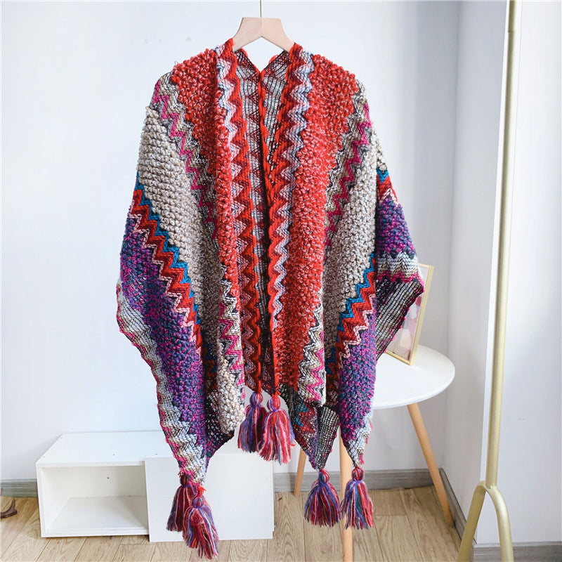 Ethnic Style Knitted Shawl