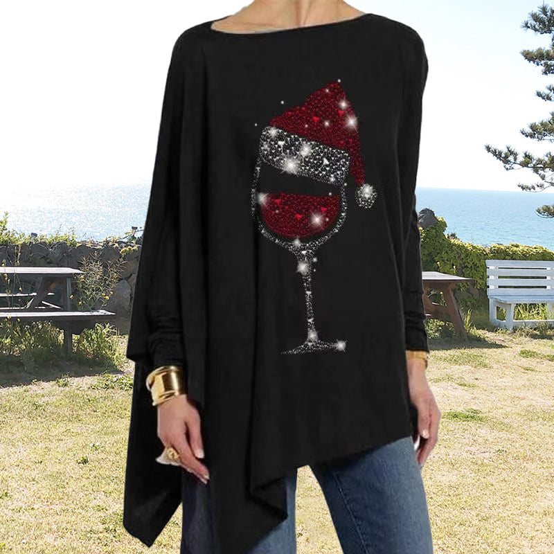 Red Wine Glass Irregular T-Shirt