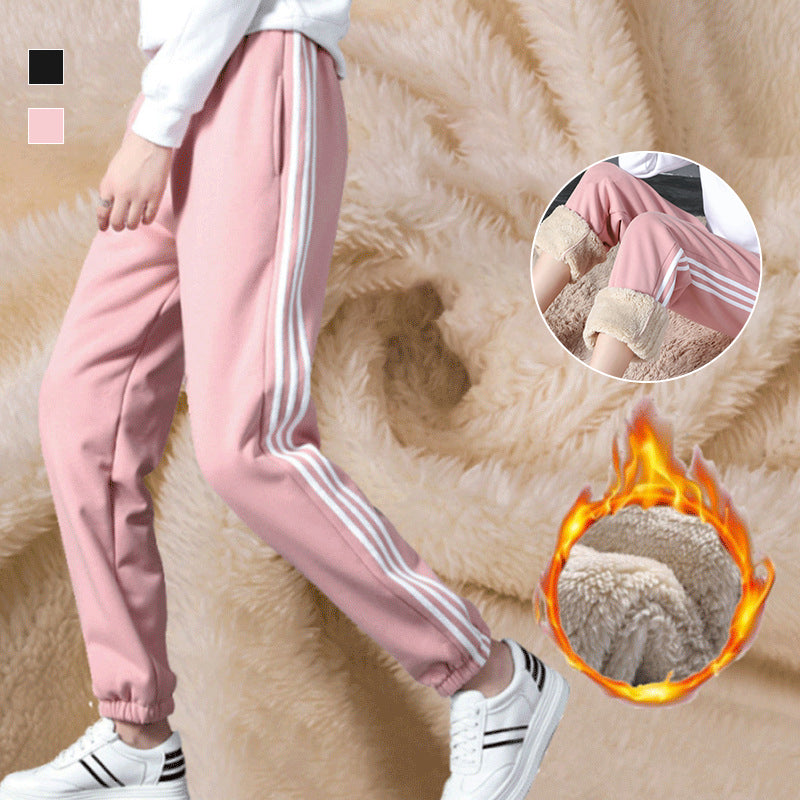 Women Warm Fleece Cotton Solid Joggers Sweatpants