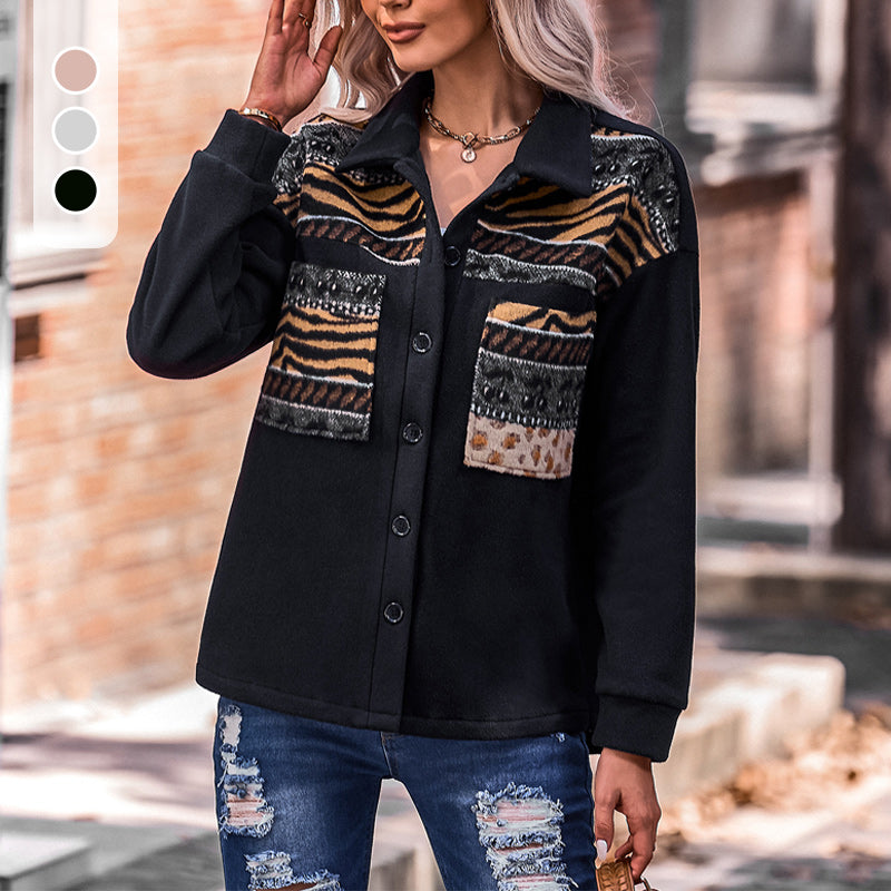 Paneled Contrast Loose Jacket