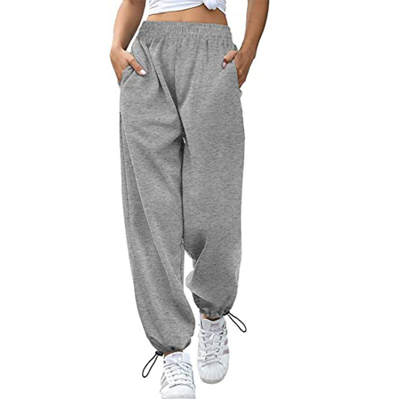 Loose Casual Sports Drawstring Wide-Leg Drawstring Pants