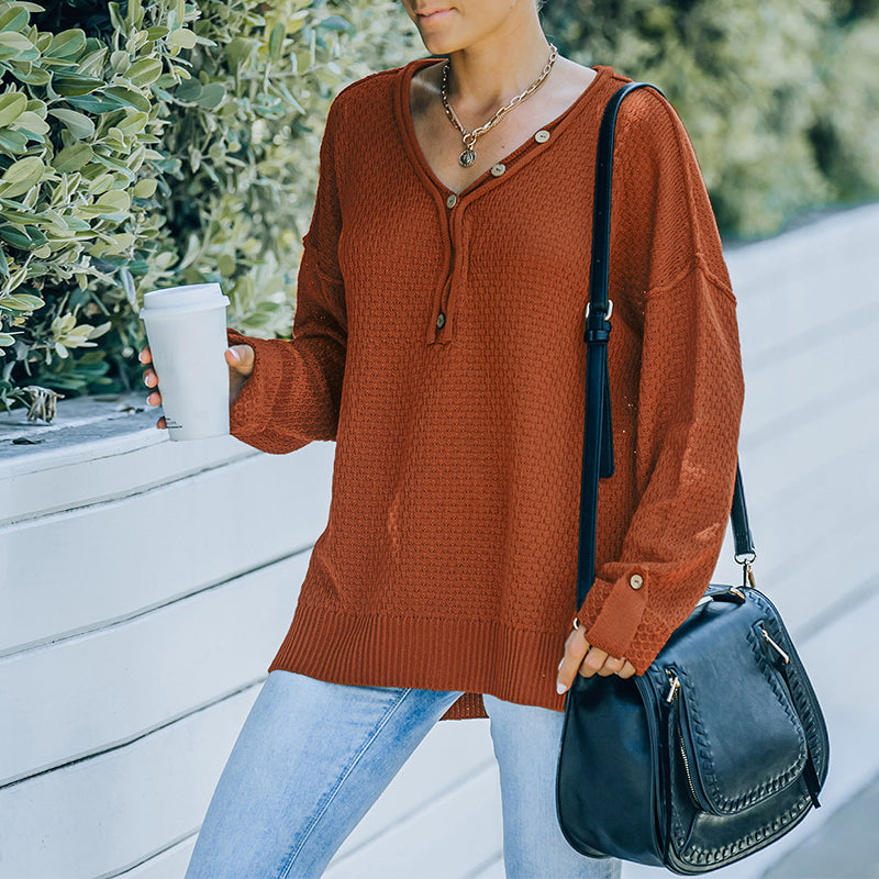 V-neck Loose Long-sleeve Sweater