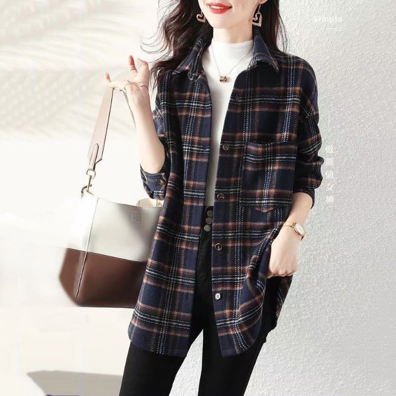 Loose Vintage Plaid Jacket