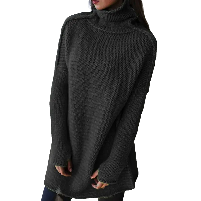 Solid Color Turtleneck Long Sleeve Pullover