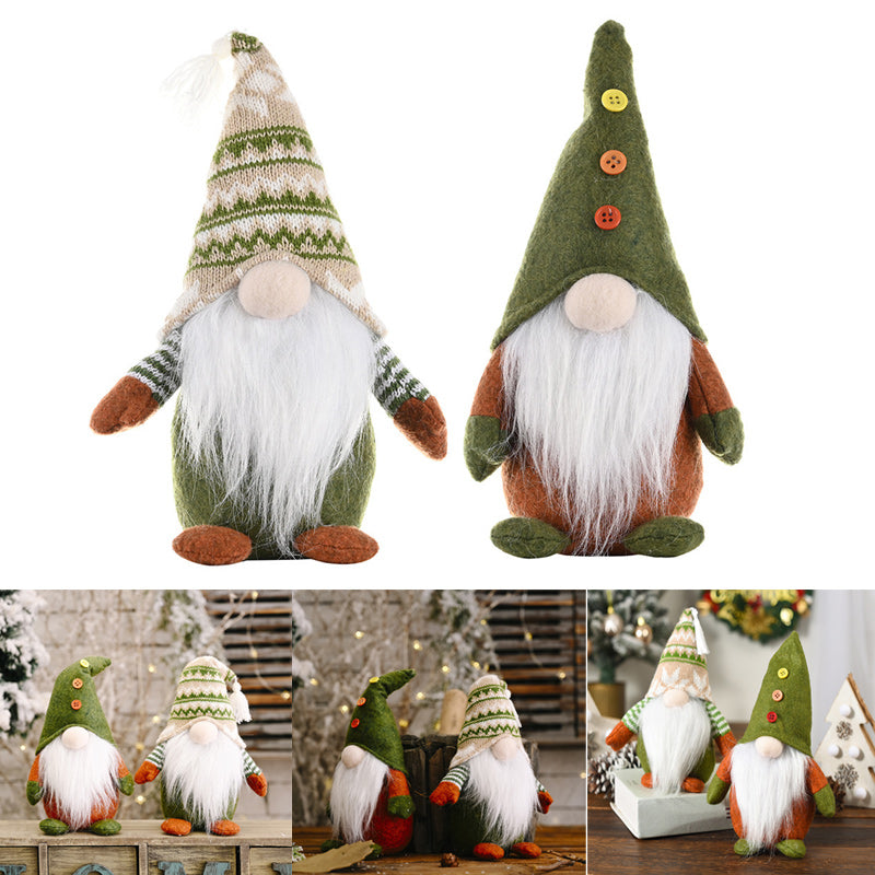 Christmas Green Faceless Old Man Elf Figurine