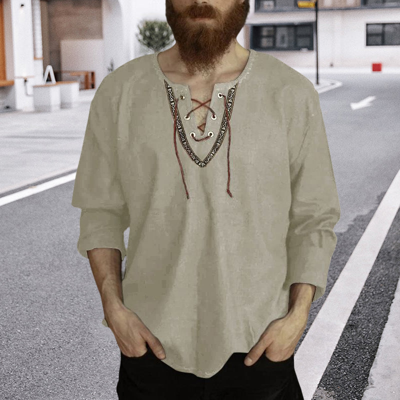 Drawstring V-Neck Shirt