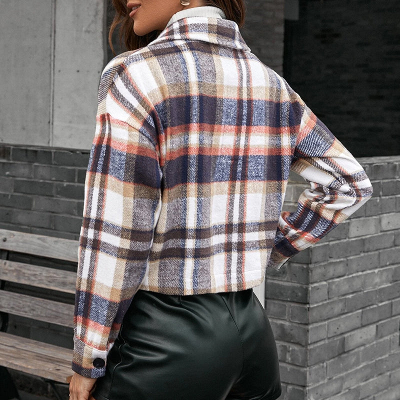 Vintage Plaid Lapel Jacket