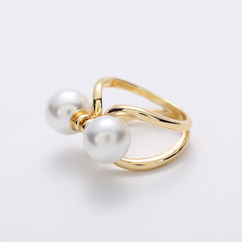 Women's Elegant Pearl Floral Scarf Ring Clip