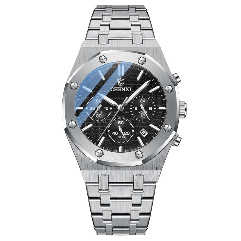 Men's Multifunctional Waterproof Quartz Steel Band Sports Watch