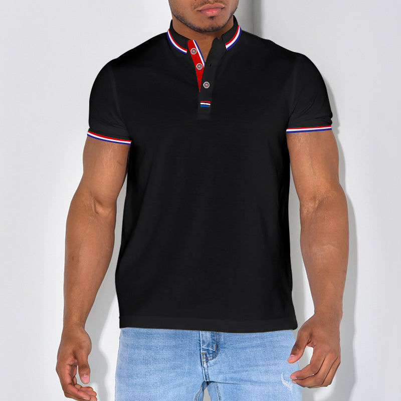 Lapel Collar Solid Color POLO Shirt