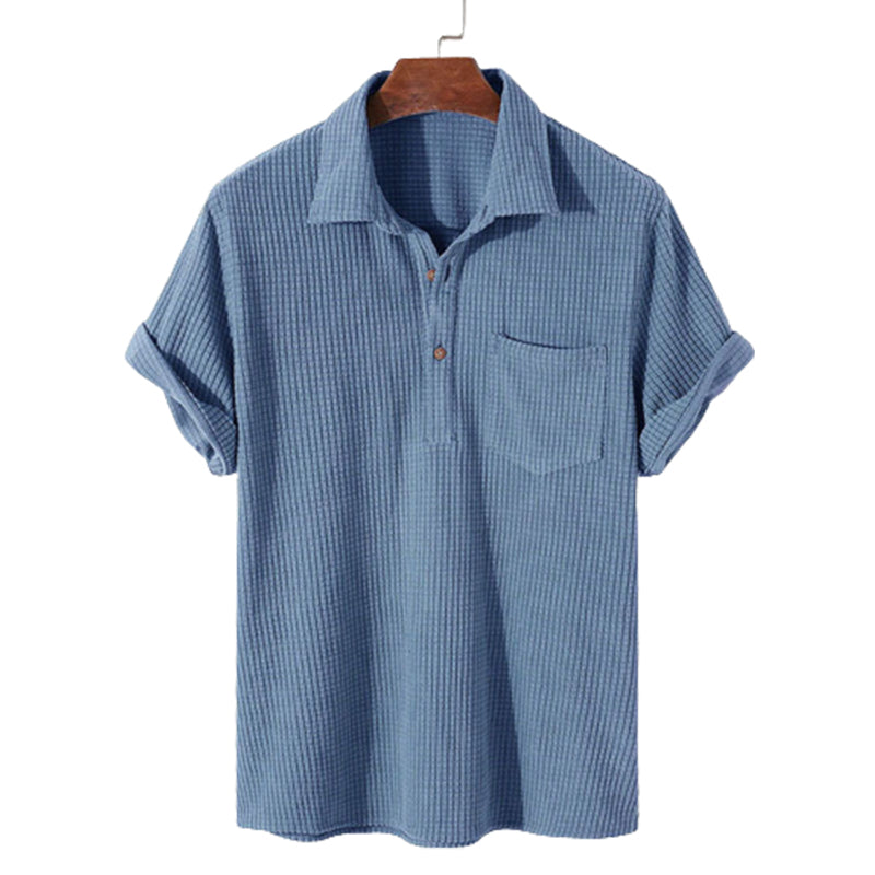 Men's Solid Color Waffle Casual Loose T-Shirt