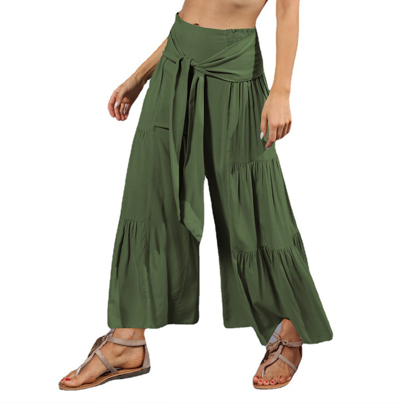 Lace-up Casual Wide-leg Pants