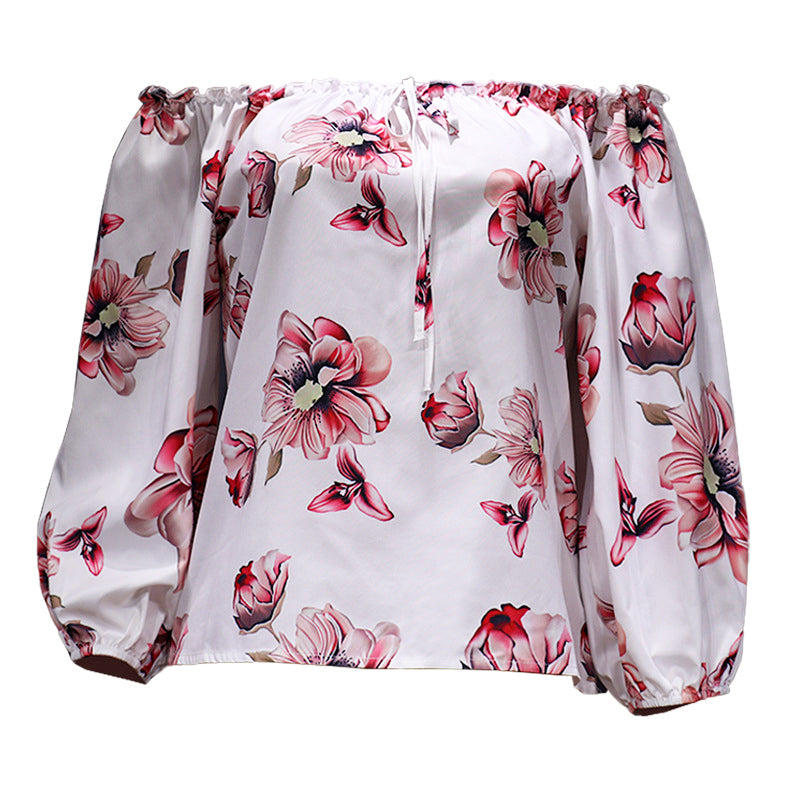 One-Line Neck Loose Print Top