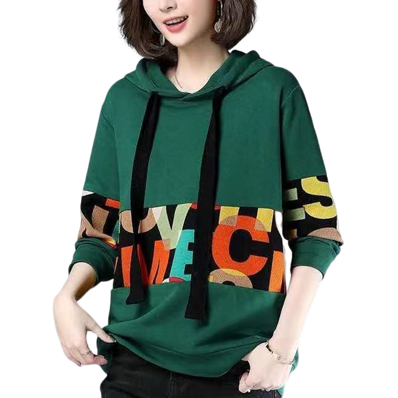 Printed Hooded Long Sleeve Sweatshirt