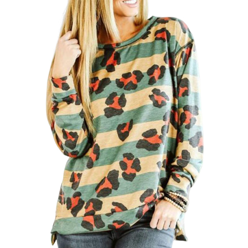 Paneled Striped Print T-shirt