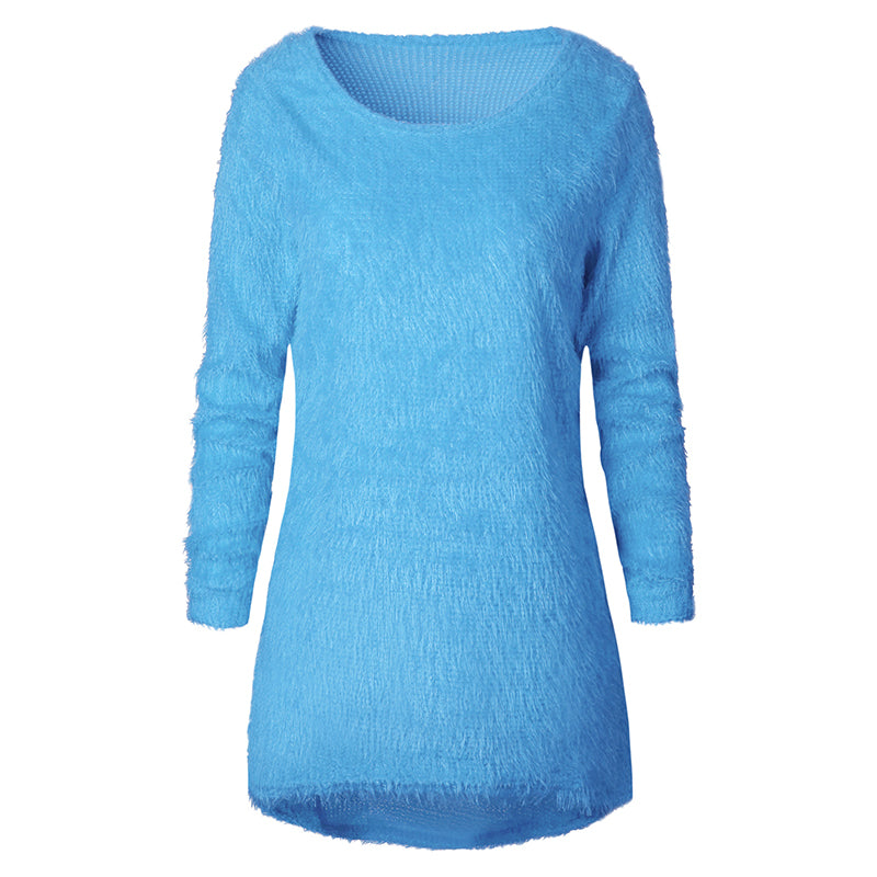 Solid Color Plush Sweater