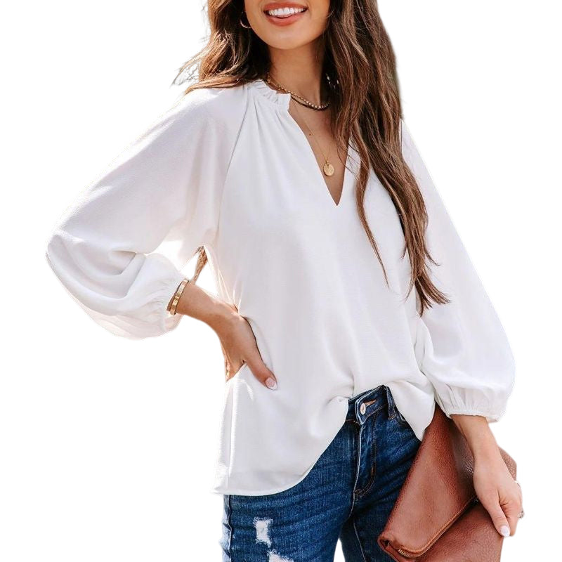 Casual V-Neck Long Sleeve T-Shirt