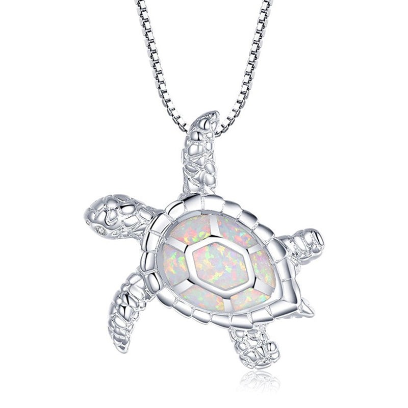 Blue Opal Sea Turtle Necklace