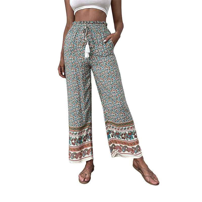 Printed Boho Wide-leg Pants