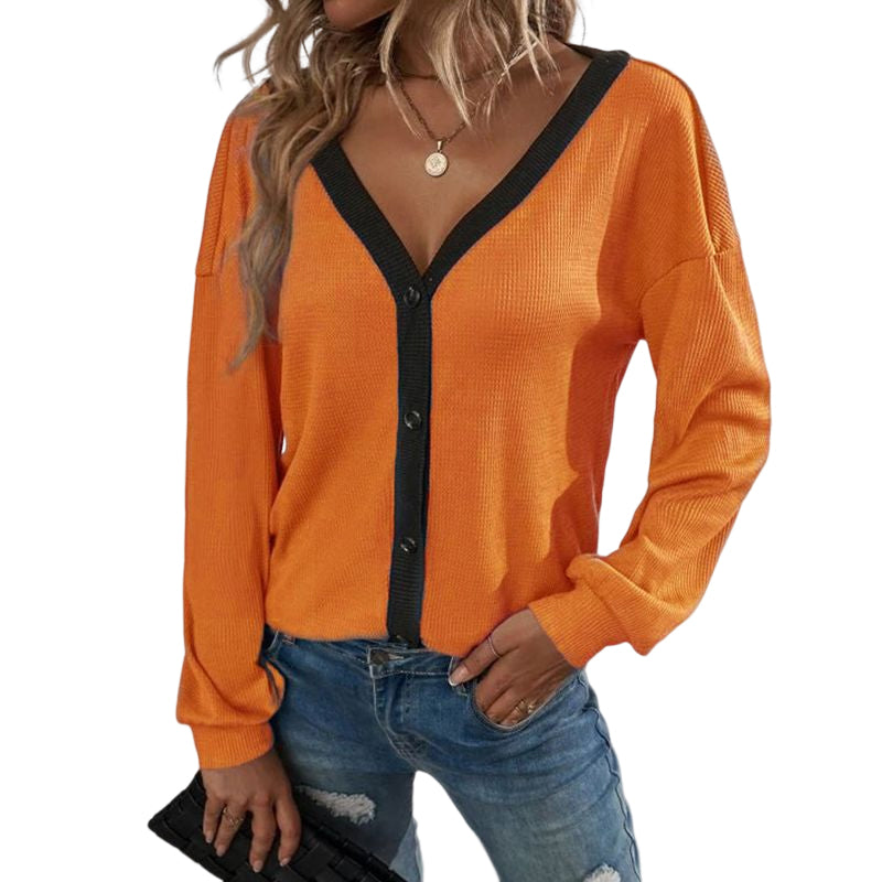 Waffle Long Sleeve Cardigan T-Shirt