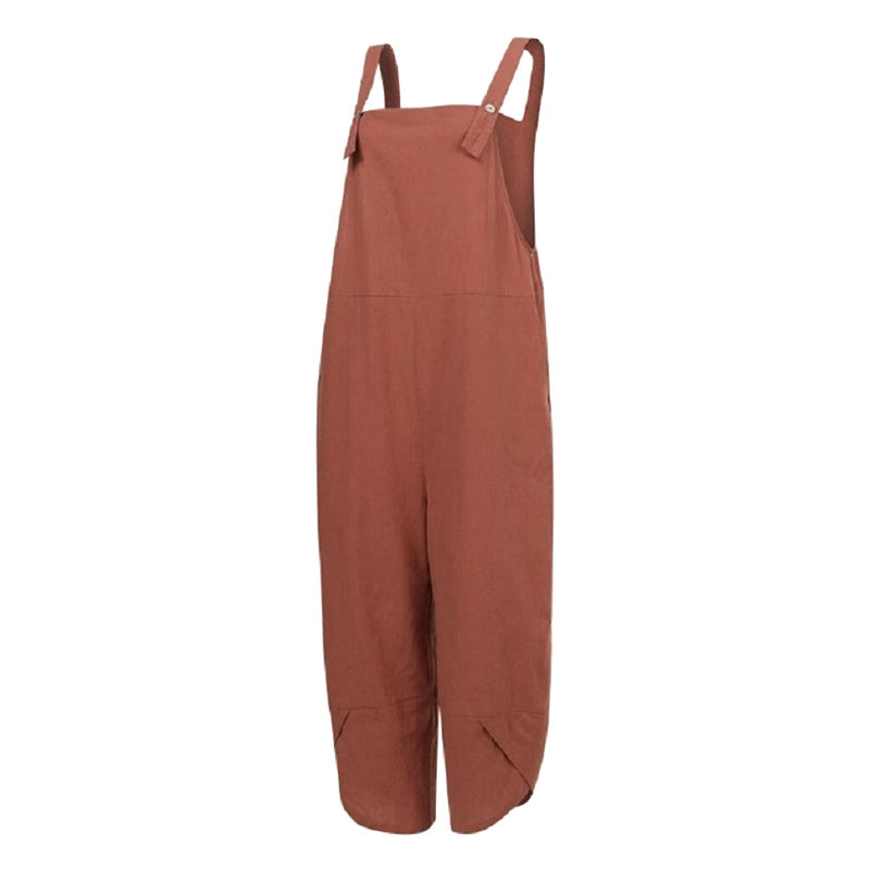 Women's Solid Color Casual Suspender Pants