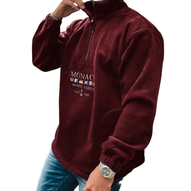 Letter Embroidered Thick Sweatshirt