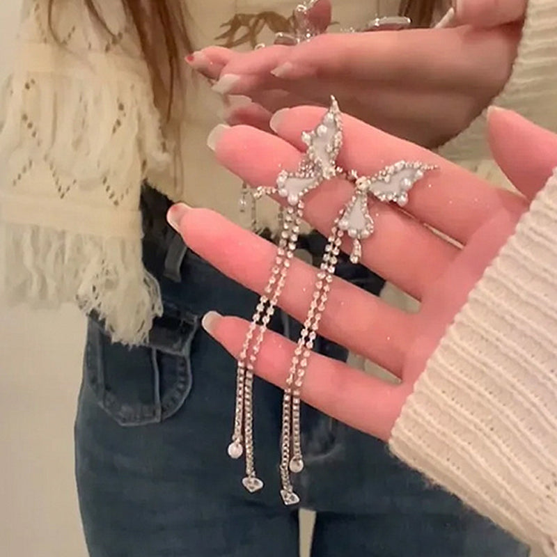 Elf Butterfly Diamond Tassel Earrings