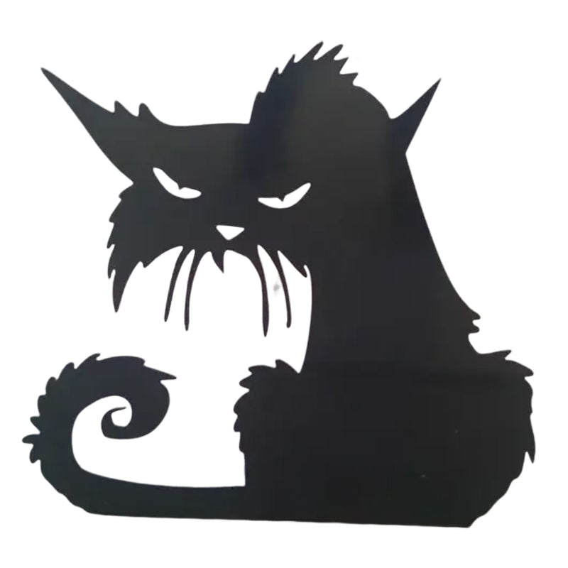 Angry Cat Metal Halloween Decor