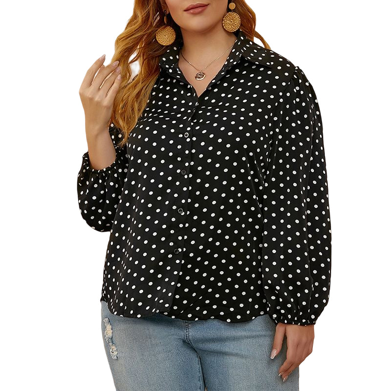 Balloon Sleeve Polka Dot Shirt