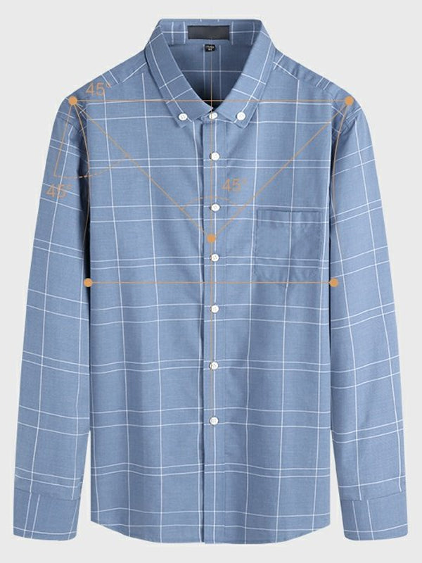 Men's Casual Color Contrast Plaid Long Sleeve Shirt